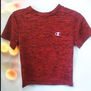Champion Red Black Crew Neck Smooth Logo Tee Size 3T